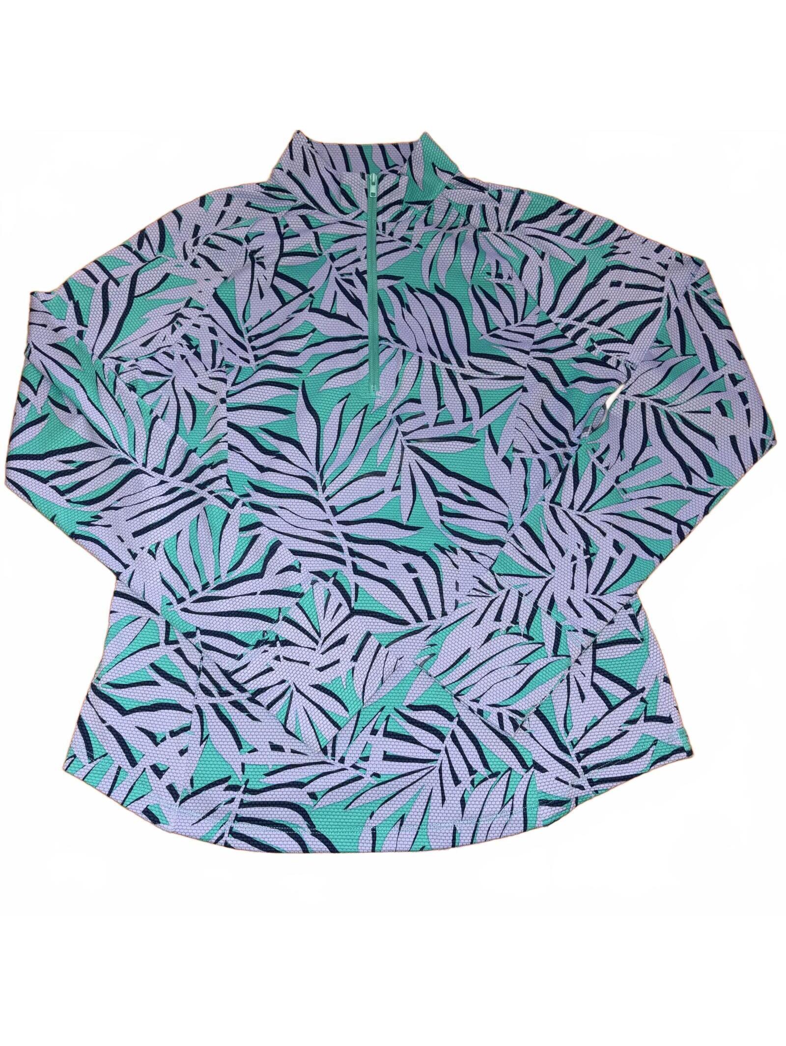 Tommy Bahama Lightweight Tropical Lavender Turquoise Quarter-Zip Pullover Large